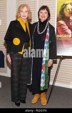 New York, NY, STATI UNITI D'AMERICA. Decimo Nov, 2015. Pia Lindstrom, Isabella Rossellini presso gli arrivi per INGRID BERGMAN: nelle sue proprie parole lo Screening presentato da Rialto foto e Scandinavia House, Scandinavia House di New York, NY Novembre 10, 2015. Credito: Jason Smith/Everett raccolta/Alamy Live News Foto Stock