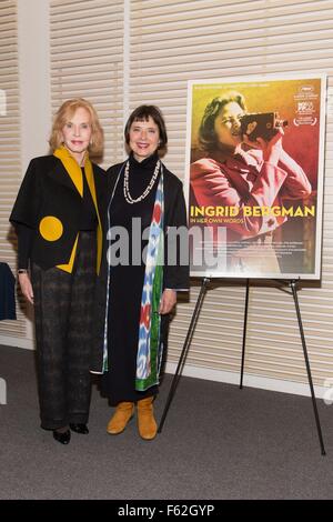 New York, NY, STATI UNITI D'AMERICA. Decimo Nov, 2015. Pia Lindstrom, Isabella Rossellini presso gli arrivi per INGRID BERGMAN: nelle sue proprie parole lo Screening presentato da Rialto foto e Scandinavia House, Scandinavia House di New York, NY Novembre 10, 2015. Credito: Jason Smith/Everett raccolta/Alamy Live News Foto Stock