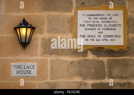 La casa di pizzo, visitato dalla Principessa Elisabetta in 1951, a Sannat, sull'isola di Gozo. Foto Stock