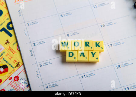 Giornata di lavoro del calendario di pianificazione. Foto Stock