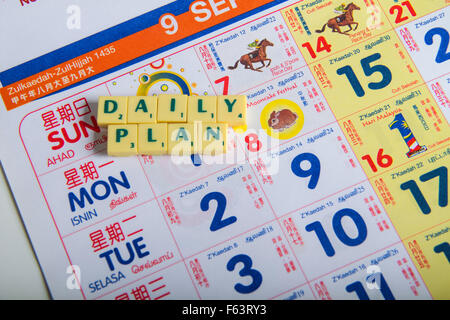 Pianificazione giornaliera dei giorni feriali. Foto Stock