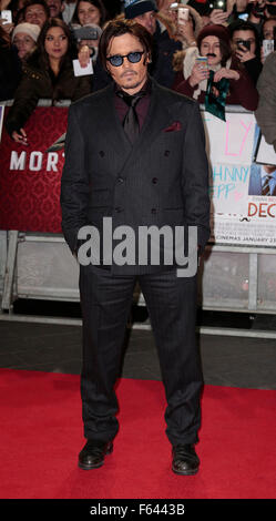 Jan 19, 2015 - Londra, Inghilterra, Regno Unito - Johnny Depp frequentando Mortdecai UK Premiere, Impero, Leicester Square Foto Stock