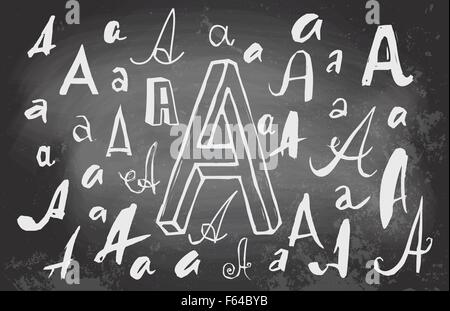 Lettere A sulla lavagna Illustrazione Vettoriale