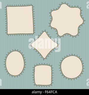 Disegnati a mano, doodle style creative cornici decorative. Vettore illustrazione rétro Illustrazione Vettoriale