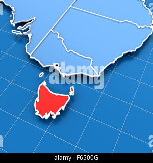 Australia mappa con la Tasmania stato evidenziato Foto Stock