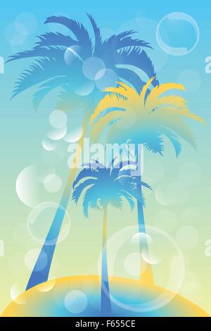 Isola tropicale - illustrazione con palme e bolle Illustrazione Vettoriale