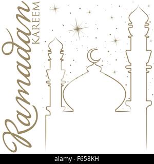 Disegnata a mano " Ramadan Kareem' (generosa Ramadan) biglietto di auguri in formato vettoriale. Illustrazione Vettoriale