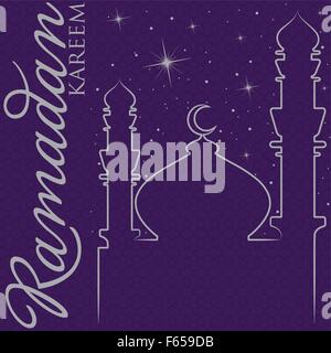 Disegnata a mano " Ramadan Kareem' (generosa Ramadan) biglietto di auguri in formato vettoriale. Illustrazione Vettoriale