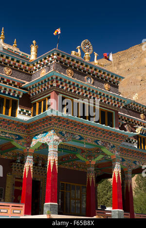 India, Himachal Pradesh, Spiti, Kaza, 2009 Sakya Tangyud (Tenggyu) ingresso del monastero Foto Stock