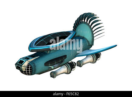 3D render digitale di una fantasia cargo starship isolati su sfondo bianco Foto Stock