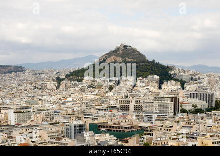 Grecia Atene, in vista della città dalla collina dell'Acropoli Foto Stock