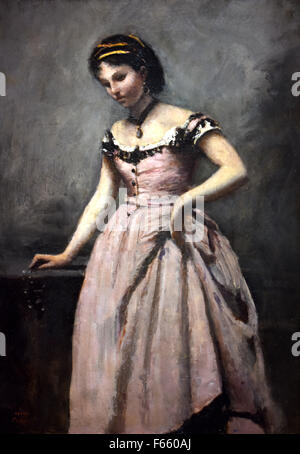 Jeune femme à la robe rose - Giovane donna in abito rosa Jean-Baptiste-Camille Corot 1796-1875 Francia - Francese Foto Stock