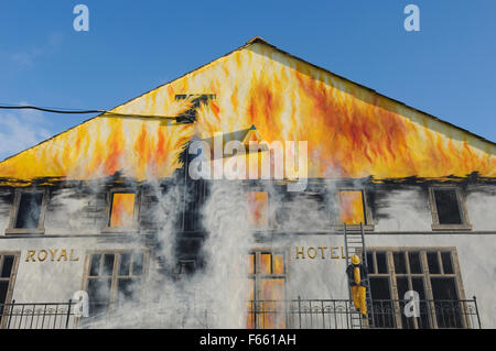 Murale dipinto sul muro di un edificio in Invergordon, Ross-shire, Scozia. Foto Stock