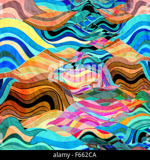 Brillante fantasia acquerelli astratti onde multicolore sfondo Foto Stock