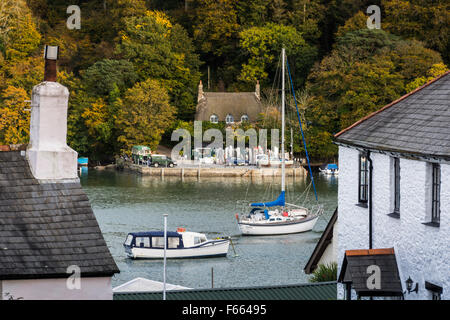 Barche sul fiume Dart a Dittisham nel sud prosciutti, Devon Foto Stock