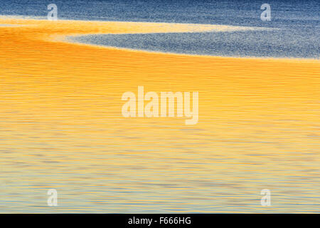 Rosso tramonto riflesso in acqua, Lago Steinhuder, Steinhude, Bassa Sassonia, Germania Foto Stock