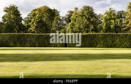 Levens Hall, Cumbria, Regno Unito. Un tardo 16c Manor House famosa per la sua casella di eccentrico e yew topiaria da giardino. Il croquet Foto Stock