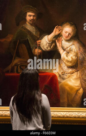 Londra, Regno Unito. Il 12 novembre 2015. Nella foto: particolare della pittura Rembrandt e sua moglie Saskia, c 1638, da Ferdinand Bol. Capolavori olandese raccolti da re e regine dal Charles vado in mostra Maestri del quotidiano: artisti Olandesi in età di Vermeer, Regina della Gallery e Buckingham Palace. La mostra dalla Collezione Reale apre il 13 novembre 2015 e durerà fino al 14 febbraio 2016. Foto Stock