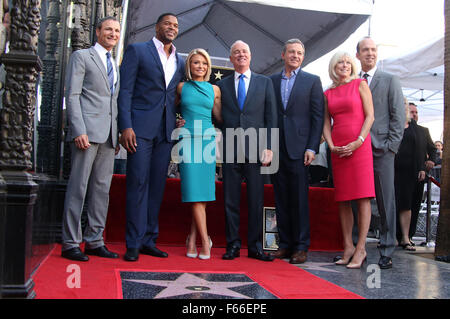 Kelly Ripa onorato con la stella sulla Hollywood Walk of Fame con: Kelly Ripa, Michael Strahan, Michael Gelman, ospiti dove: Los Angeles, California, Stati Uniti quando: 12 Ott 2015 Foto Stock