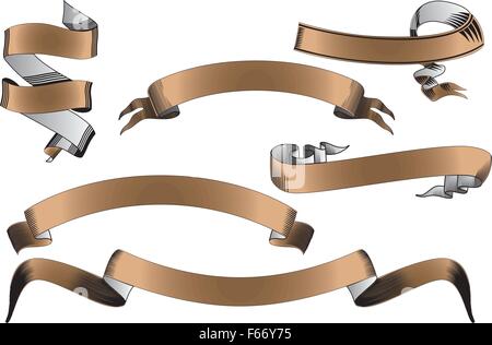 Marrone set di nastri isolati su sfondo bianco - illustrazione vettoriale Illustrazione Vettoriale