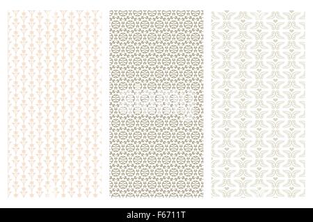 3 Varie seamless pattern in stile retrò isolato su bianco Illustrazione Vettoriale