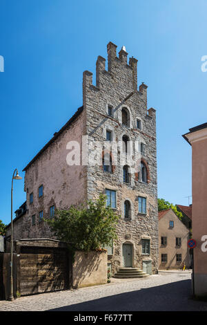 Vecchia casa in Visby, la medievale città sull'isola di Gotland, Svezia Foto Stock