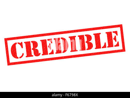 Rosso credibile timbro di gomma su uno sfondo bianco. Foto Stock