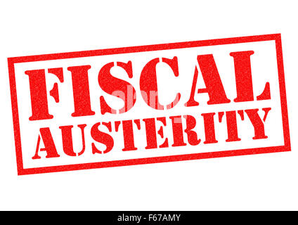 Austerità fiscale rosso timbro di gomma su uno sfondo bianco. Foto Stock