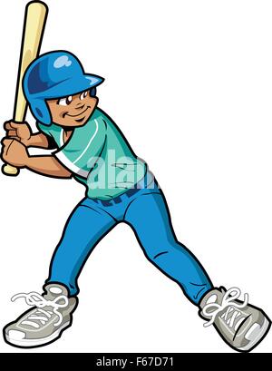 Ragazzo di baseball o softball pastella Illustrazione Vettoriale