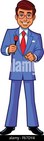 TV Game Show Host, annunciatore, Reporter, News Anchorman Illustrazione Vettoriale