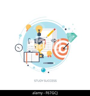 Appartamento illustrazione vettoriale. Studio ,concetto di apprendimento dello sfondo. La formazione a distanza e corsi online, brainstorm ,l'aumento della conoscenza,scuola ,materie universitarie.successo ,smart idee,processo di apprendimento ,le competenze. Tutorial su Internet Illustrazione Vettoriale