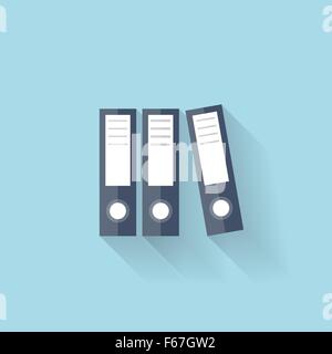 Piatto icona web. I documenti nella cartella della carta. Illustrazione Vettoriale