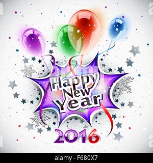 Felice Anno Nuovo 2016, biglietto di auguri Illustrazione Vettoriale