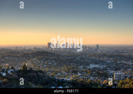 La città di Los Angeles all'alba. Foto Stock