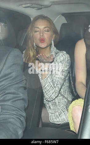 Damiani evento VIP presso Morton's Club con: Lindsay Lohan dove: Londra, Regno Unito quando: 13 Ott 2015 Foto Stock