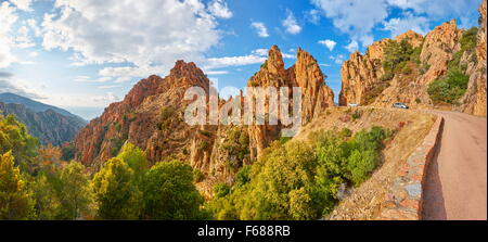 Calanche de Piana montagne, Golfe de Porto, Corsica, Francia, UNESCO Foto Stock