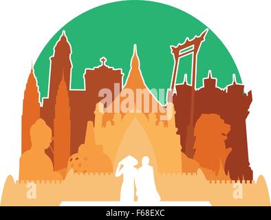 Il logo del punto di interesse in Asia per il graphic design e identità aziendale Illustrazione Vettoriale