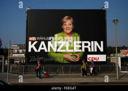 Angela Merkel (CDU) - Wahlplakate zur Bundestagswahl 2009, 21. Settembre 2009, Berlino. Foto Stock