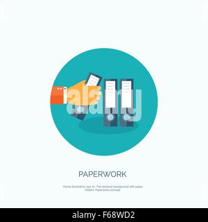 Illustrazione Vettoriale. Sfondo piatto con la cartella Documenti. La documentazione , financials. Illustrazione Vettoriale