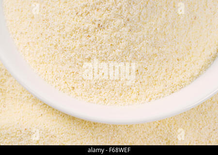 Close up di grits in bianco piastra zuppa Foto Stock