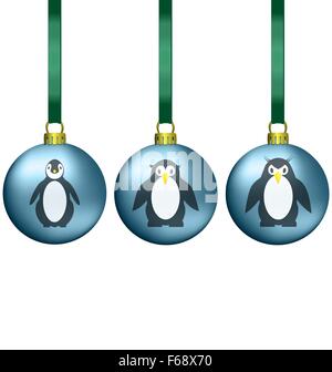 Palle di Natale con la famiglia dei pinguini Illustrazione Vettoriale