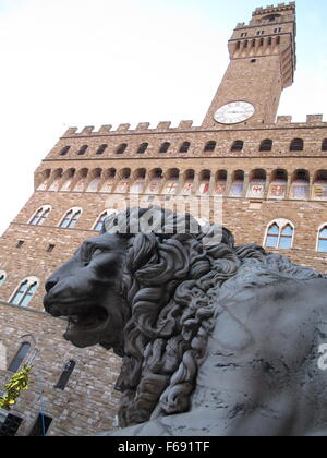 Firenze: viaggi in Toscana - Talia. Immagini di palazzo vecchio, David, Pote Vecchio, Arno, di notte Foto Stock