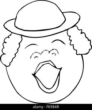 Delineato il canto donna con cappello su sfondo bianco Foto Stock