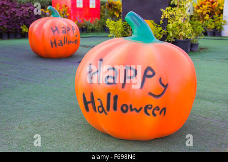 Halloween, zucche e scenario di Halloween Foto Stock