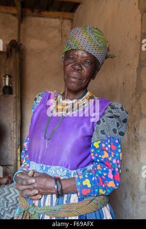 Herero donna a Fort Sesfontein, Namibia, Africa Foto Stock