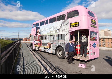 Hop On Hop Off Bus Rosa presso la Cittadella, Halifalx, Nova Scotia. Foto Stock