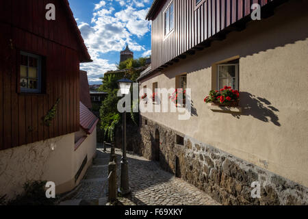 Panorama di Bautzen (Budysin) in alta Lusazia, Germania Foto Stock