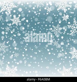 Il Natale di fiocchi di neve su sfondo blu. Illustrazione Vettoriale