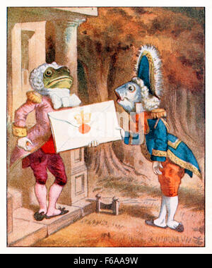 'Un invito da parte della regina per riprodurre il croquet' da "Alice nel paese delle meraviglie" da Lewis Carroll (1832-1898), illustrata da Sir John Tenniel. Vedere la descrizione per maggiori informazioni. Foto Stock