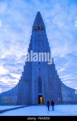 Chiesa Hallgrimskirkja a Reykjavik, Islanda Foto Stock